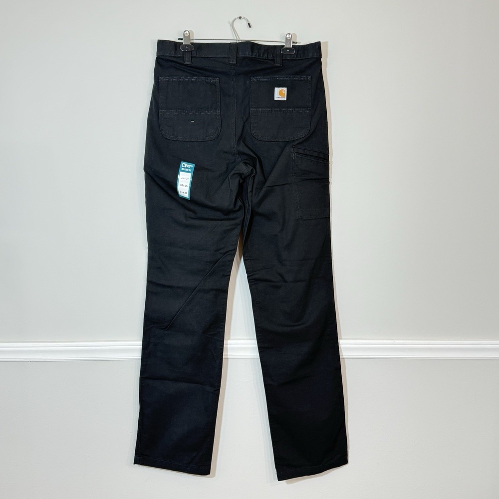 Carhartt Rigby Pants Relaxed Fit Straight Leg Mens 34X36 Black Work Dungaree NEW - Picture 2 of 10